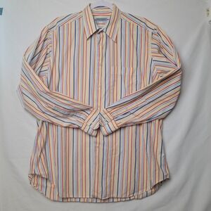 Bullock & Jones Shirt Mens Large Striped Button Down Pocket Dress Casual